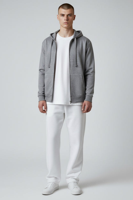 Light Grey Zip-Up Hoodie