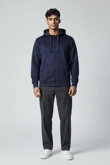Navy Blue Zip-Up Hoodie