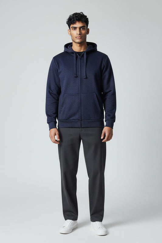 Navy Blue Zip-Up Hoodie