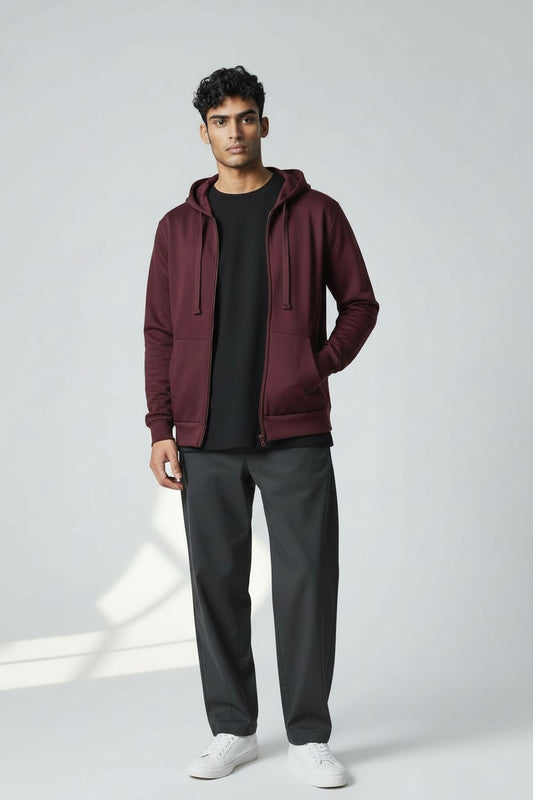 Burgundy Zip-Up Hoodie