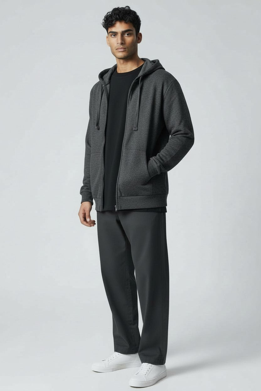 Dark Grey Zip-Up Hoodie