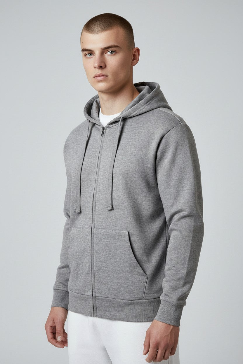 Light Grey Zip-Up Hoodie