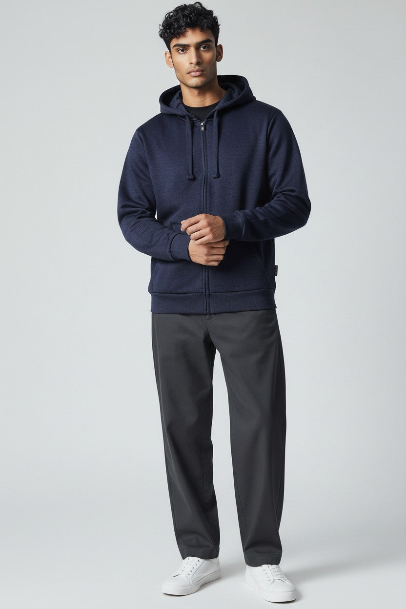 Navy Blue Zip-Up Hoodie