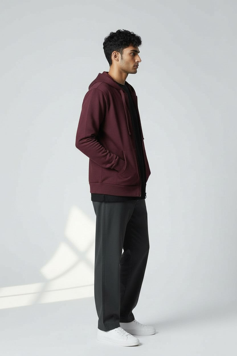 Burgundy Zip-Up Hoodie