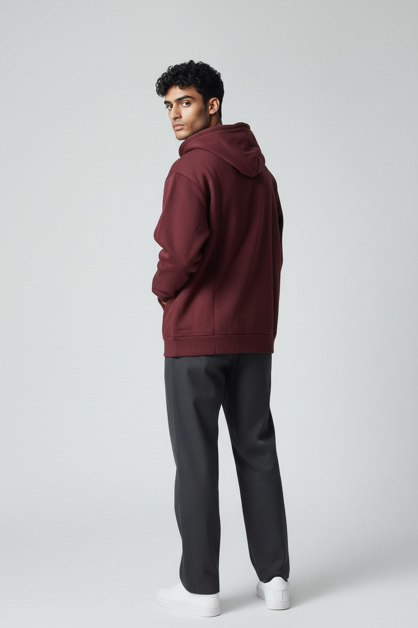 Burgundy Zip-Up Hoodie